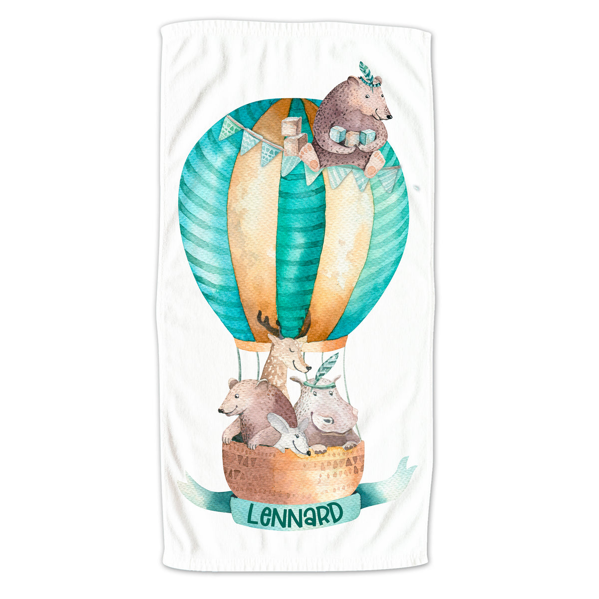Handtuch mit Tieren im Heißluftballon