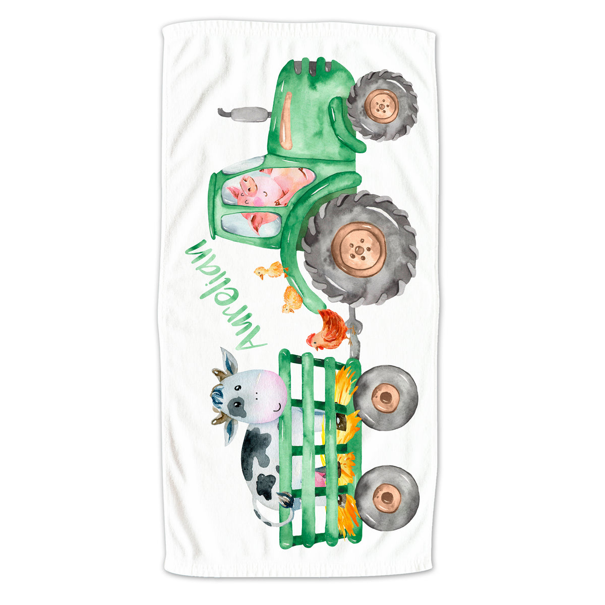 Handtuch Traktor mit Kuh