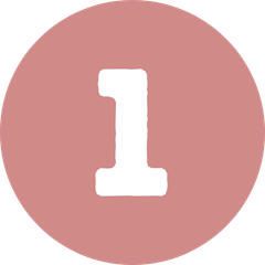 Runder, rosa Hintergrund mit weißer Zahl Eins.