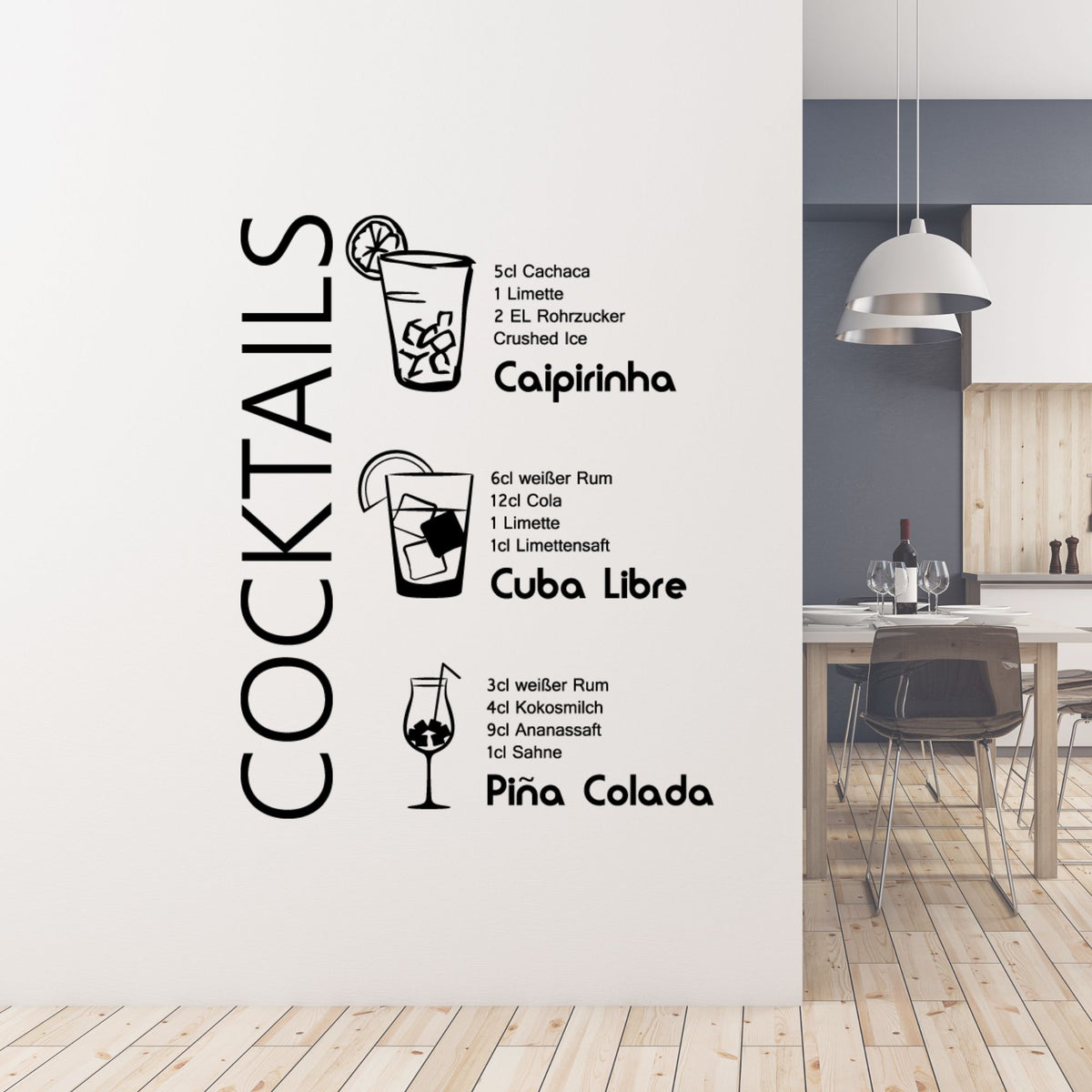 Cocktail-Rezepte: Caipirinha, Cuba Libre, Piña Colada.