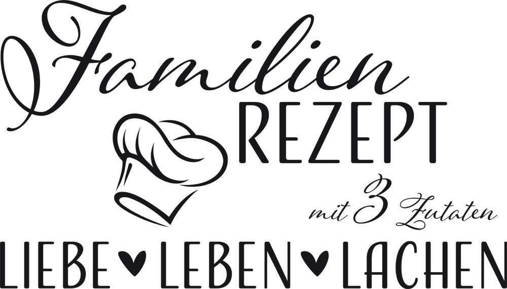 Familienrezept Schriftzug in Schwarz mit Kochmütze.