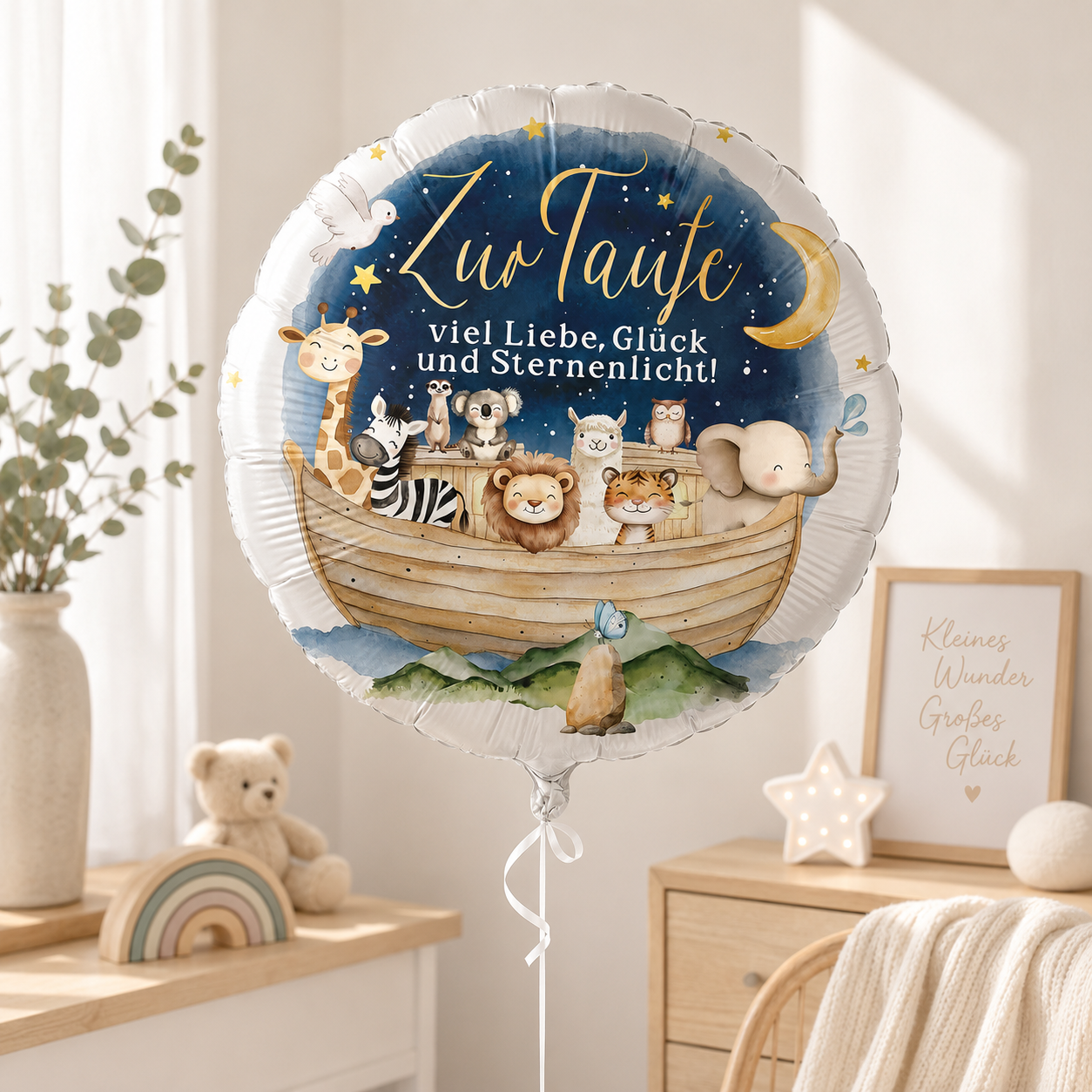 Folienballon Taufe Arche Noah Tiere