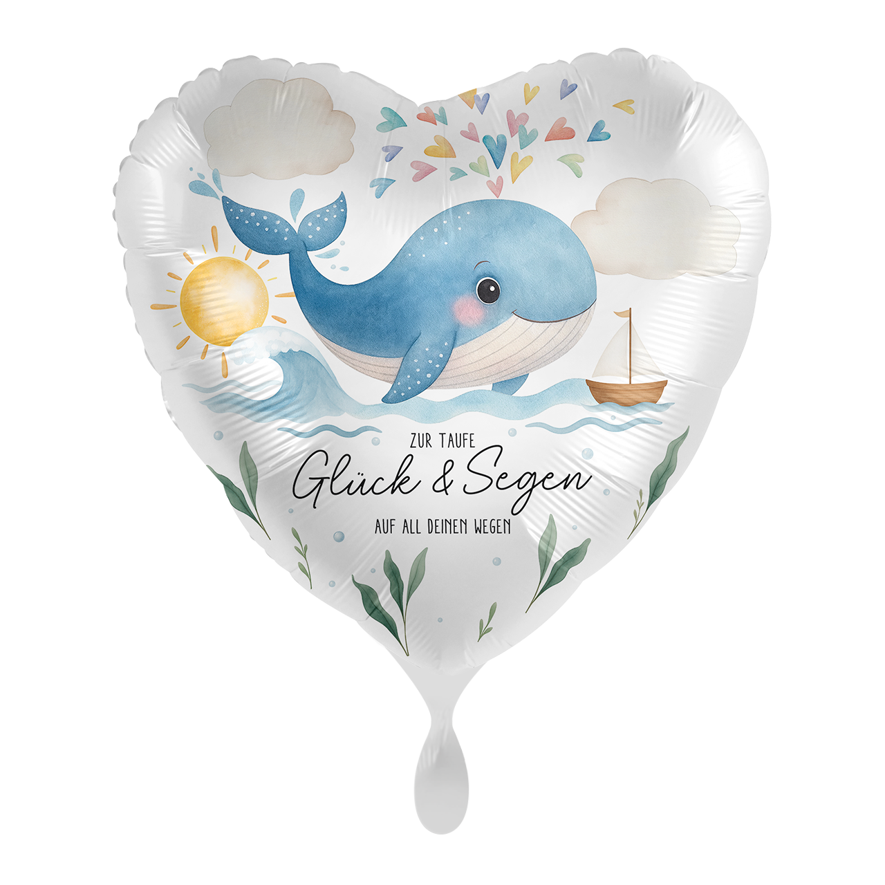 Folienballon zur Taufe mit Wal-Motiv