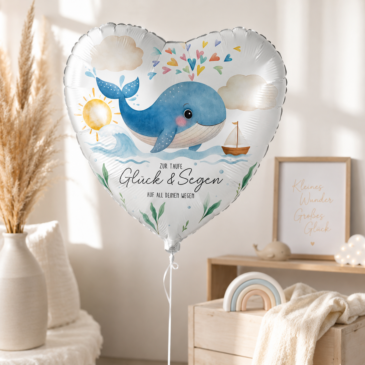 Folienballon zur Taufe mit Wal-Motiv