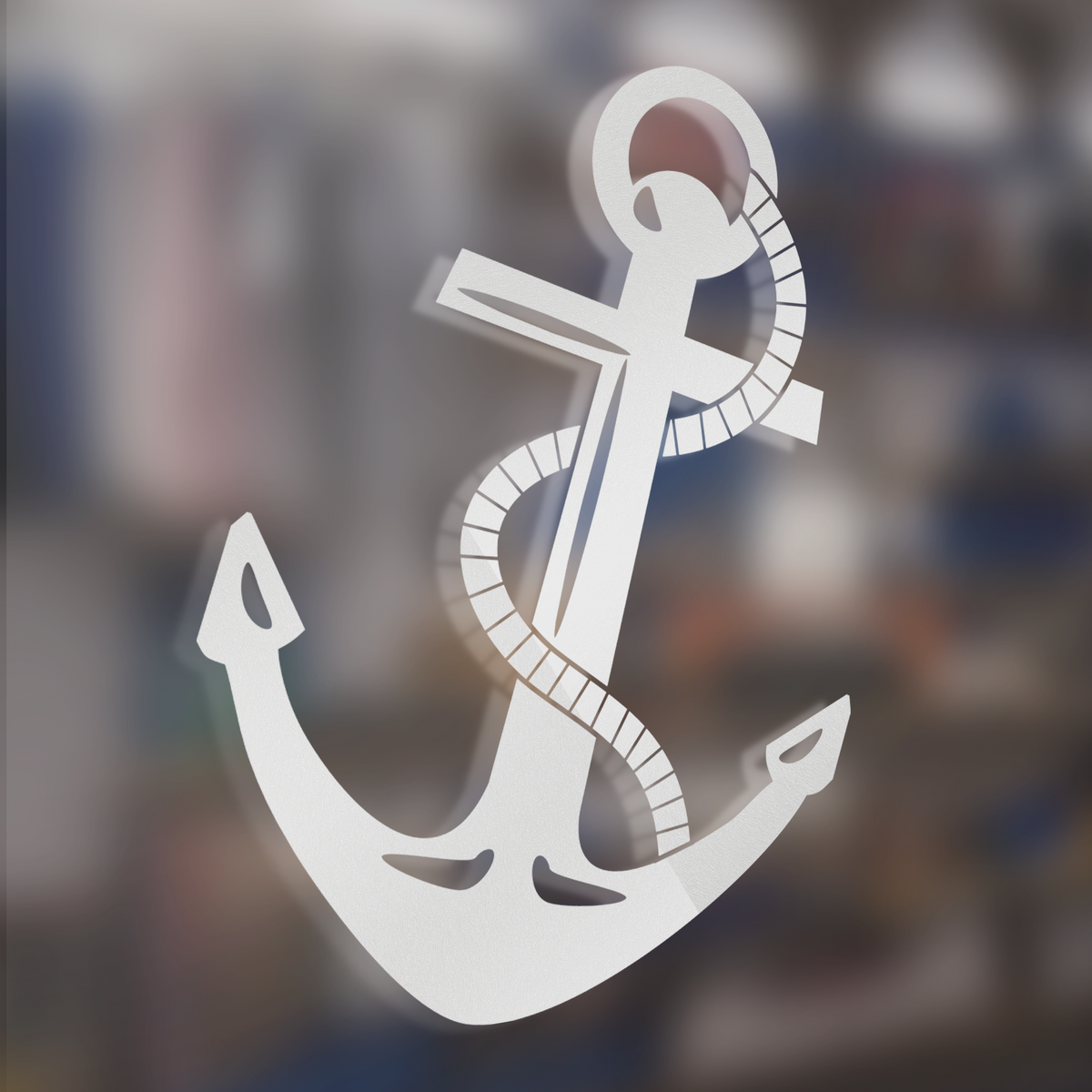 Weißer Anker mit Schlange, dekoratives maritimes Design.