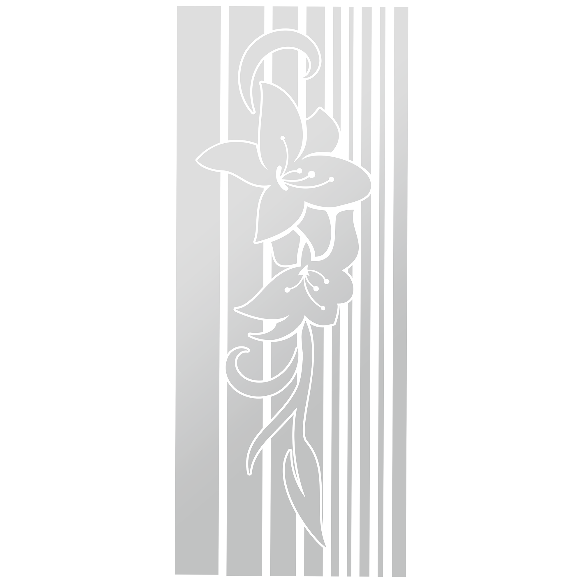 Weiße Lilien auf gestreiftem, silbernem Hintergrund.