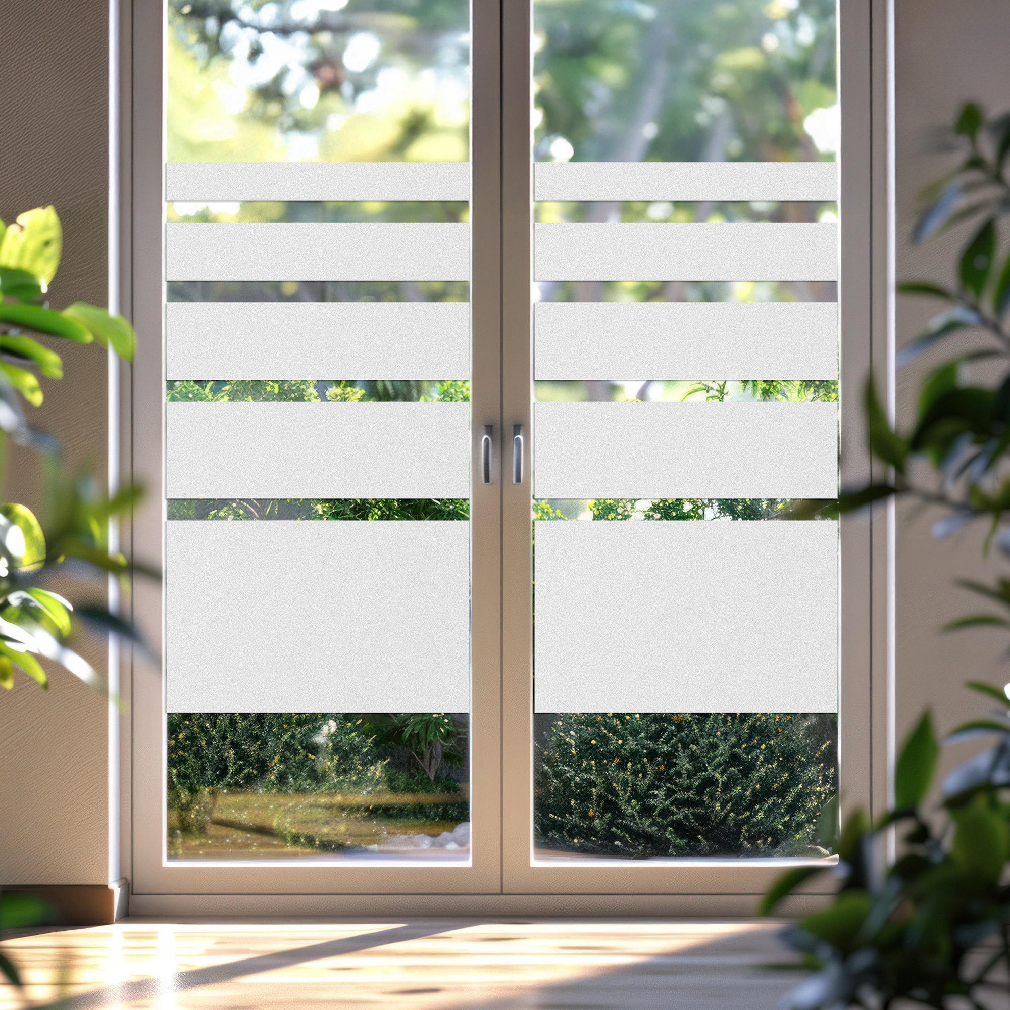 Fensterfolie Streifen auf Fensterfront