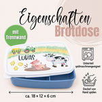 Eigenschaften der Brotdose mit Bauernhof-Motiv und Namen