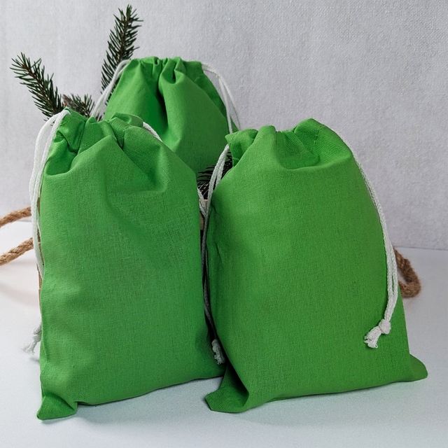 Baumwollsäckchen 15 × 20 cm in Grün – 1 oder 24 Stück