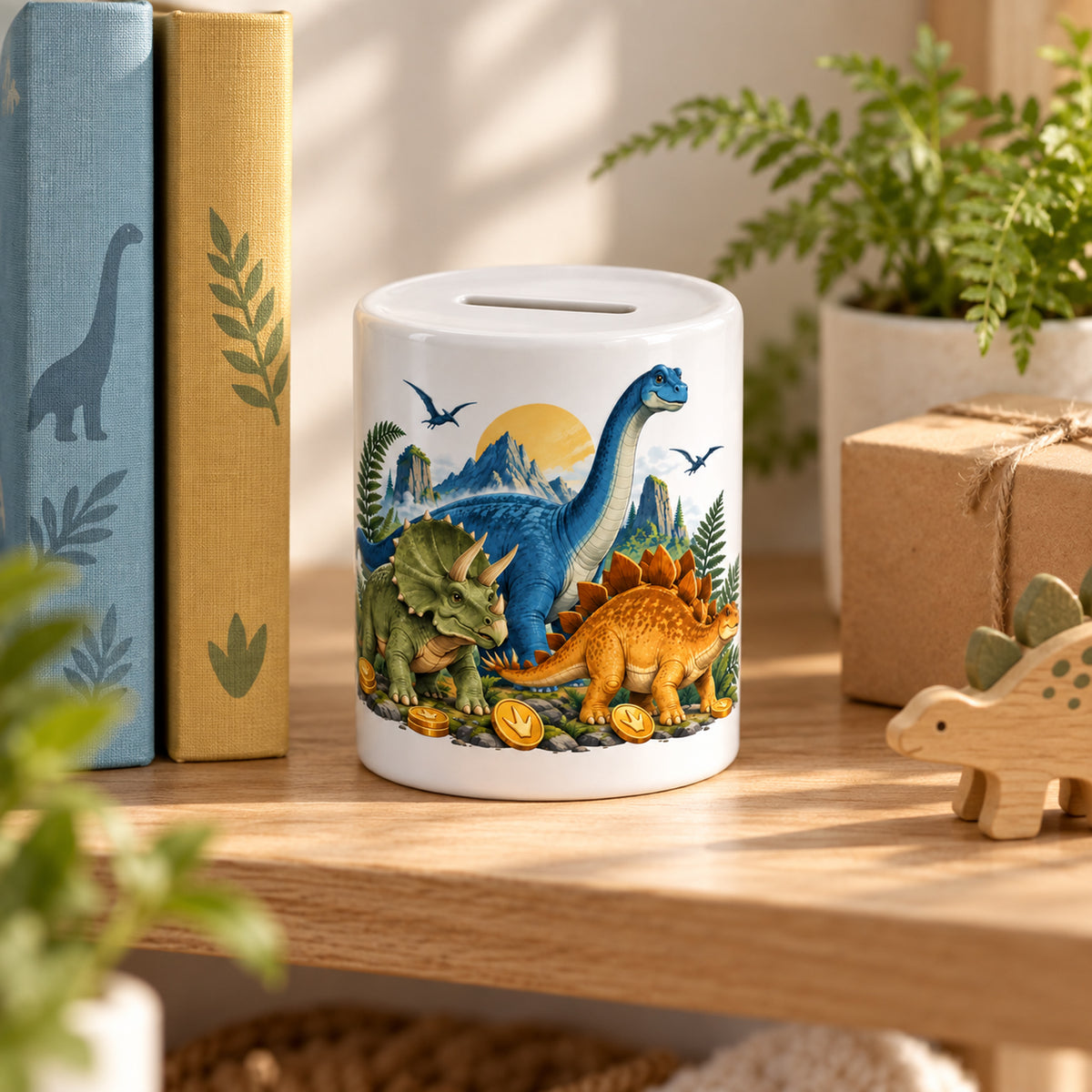 Dino-Spardose mit Namen – Dino-Team – Geschenkidee im Kinderzimmer