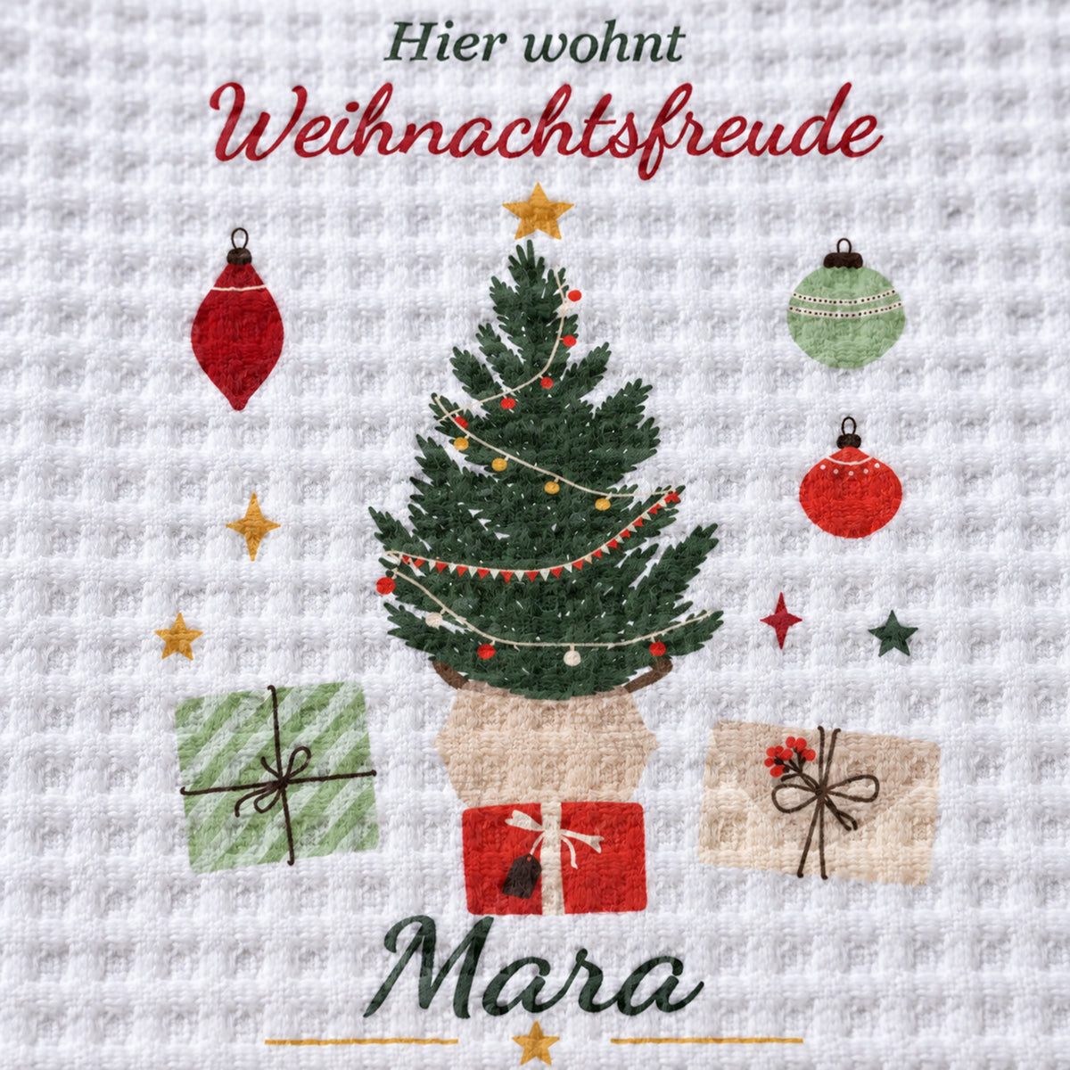 Geschirrtuch Weihnachtsbaum mit Namen – Weihnachten – grobes Waffelgewebe, Bild 6