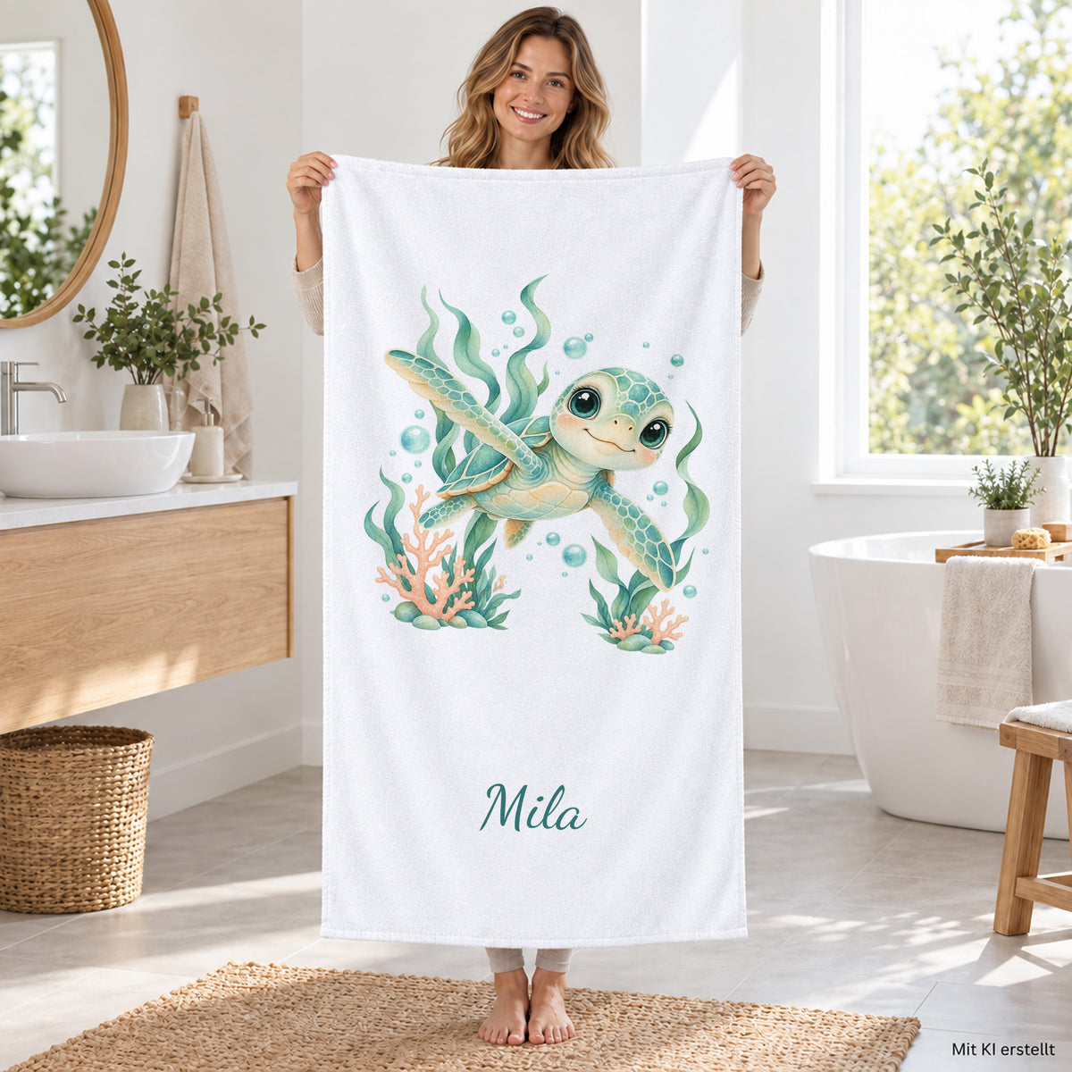 Personalisiertes Schildkröten-Handtuch Kleine Meeresfreundin – badezimmer person