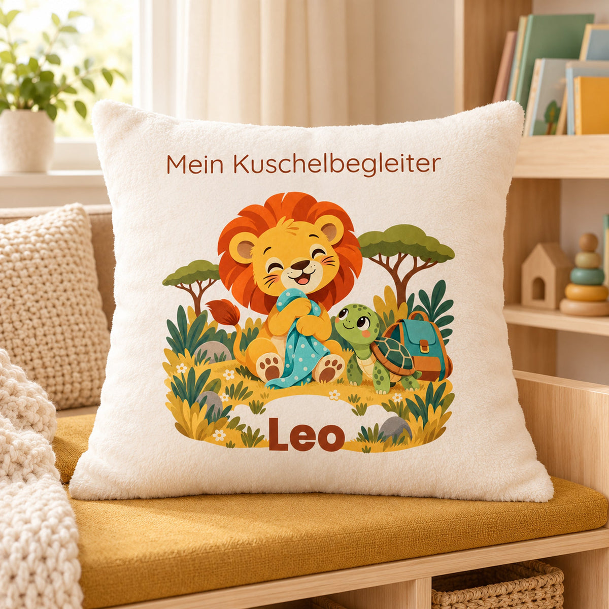 Personalisierter Löwe-Kissenbezug mit Mein Kuschelbegleiter – Ansicht 8