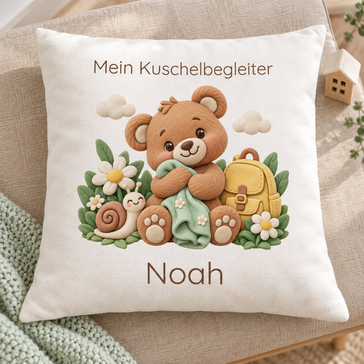 Personalisierter Bär-Kissenbezug mit Mein Kuschelbegleiter – Ansicht 2