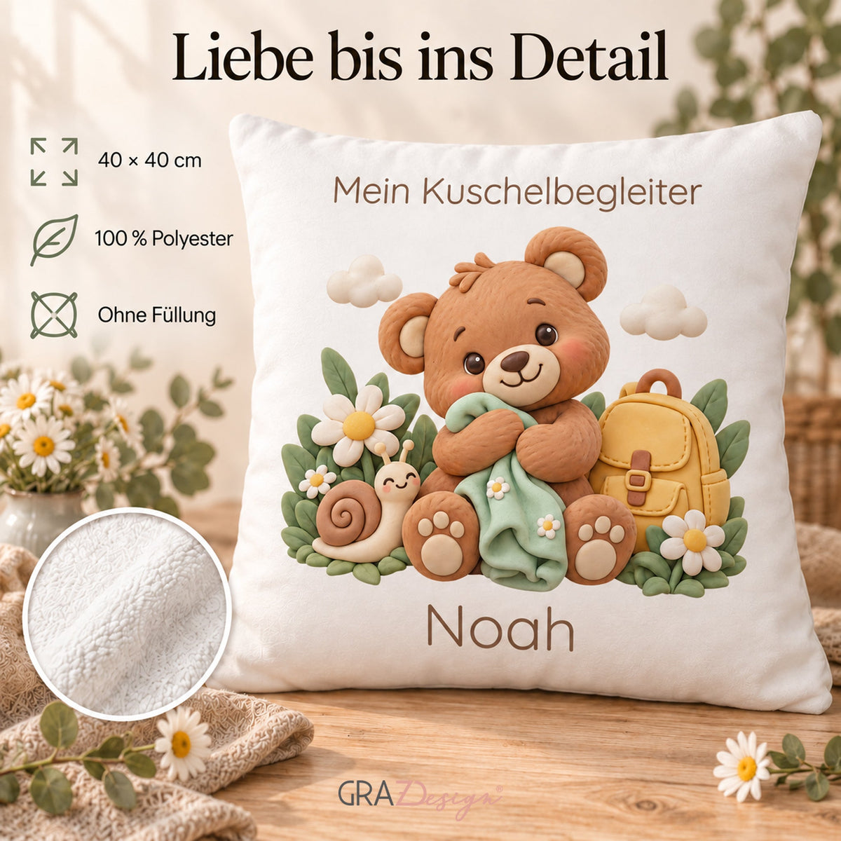 Personalisierter Bär-Kissenbezug mit Mein Kuschelbegleiter – Ansicht 4
