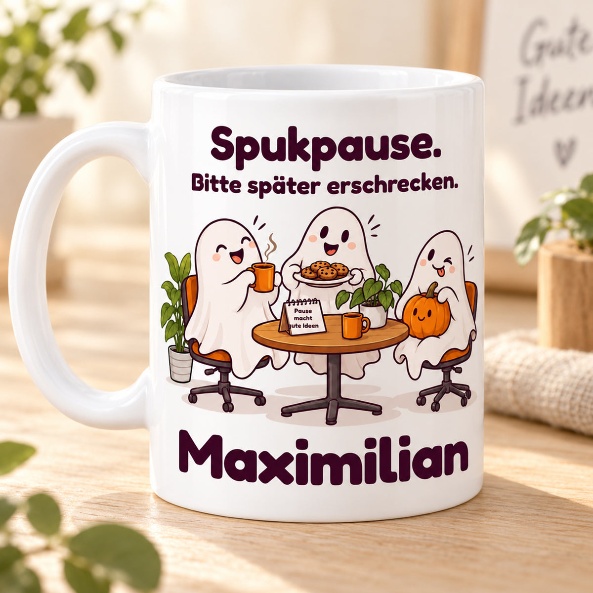 Geisterbuero-Tasse mit Wunschname - Motiv 1, Ansicht 2
