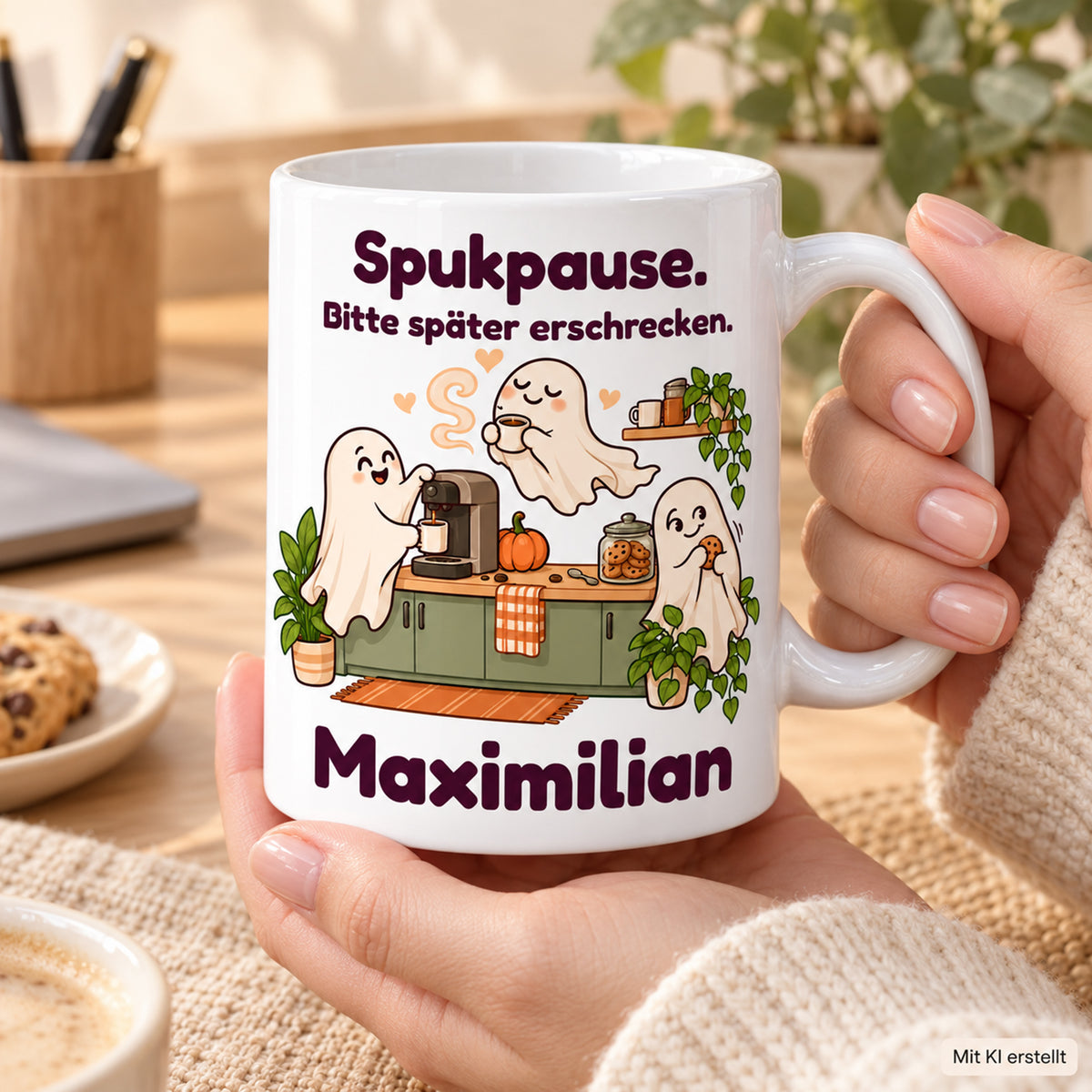 Geisterbuero-Tasse mit Wunschname - Motiv 2, Ansicht 7