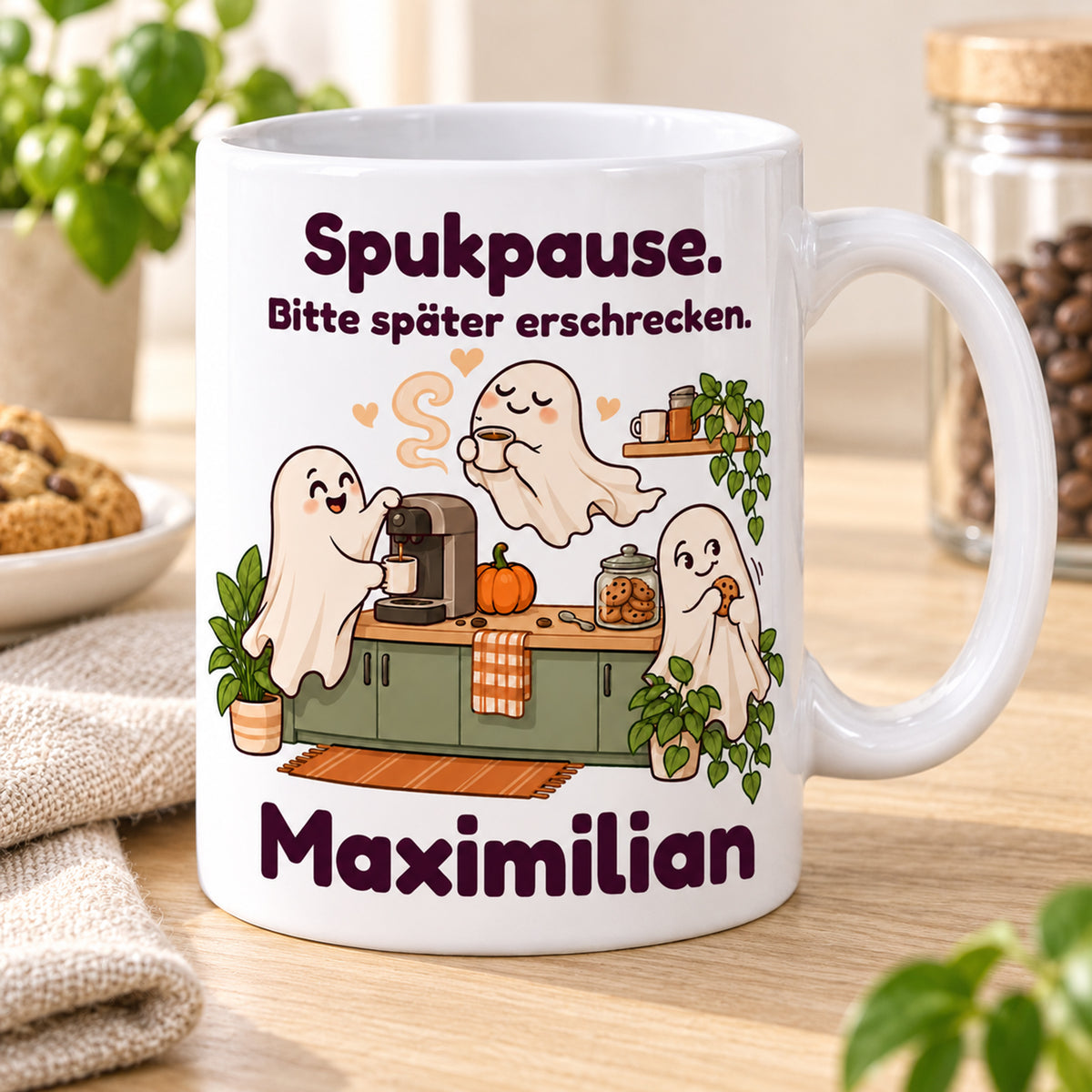 Geisterbuero-Tasse mit Wunschname - Motiv 2, Ansicht 8