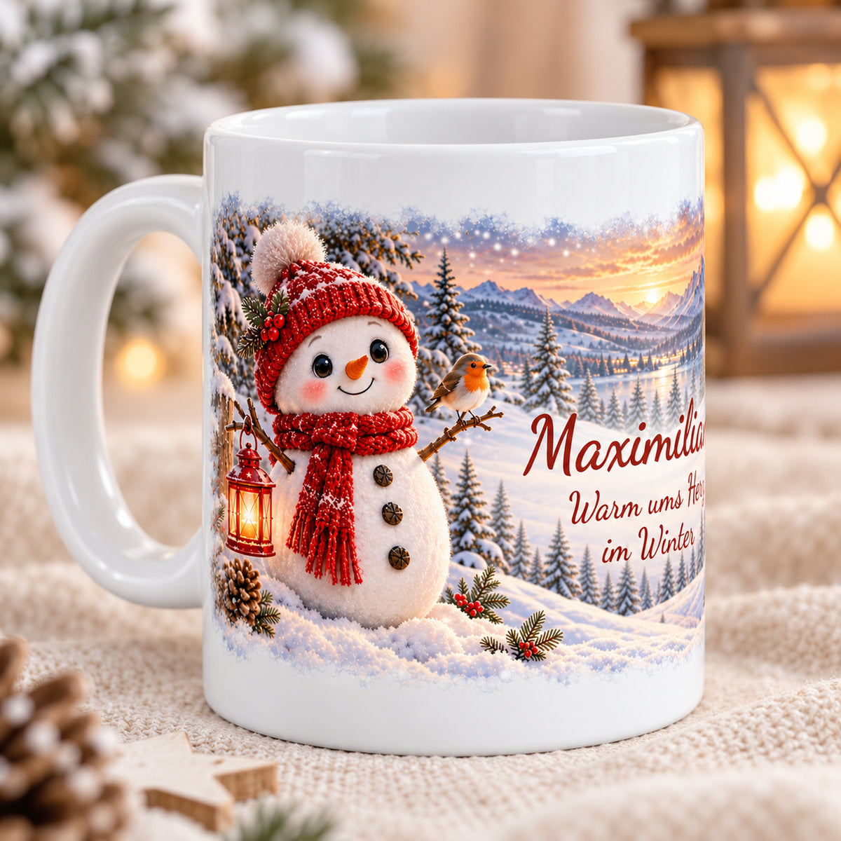 Weihnachtstasse Schneemann mit Namen – Keramik, 330 ml – 02-reverse-view