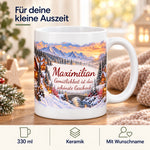 Weihnachtstasse Weihnachtsdorf mit Namen – Keramik, 330 ml – 04-features-and-detail