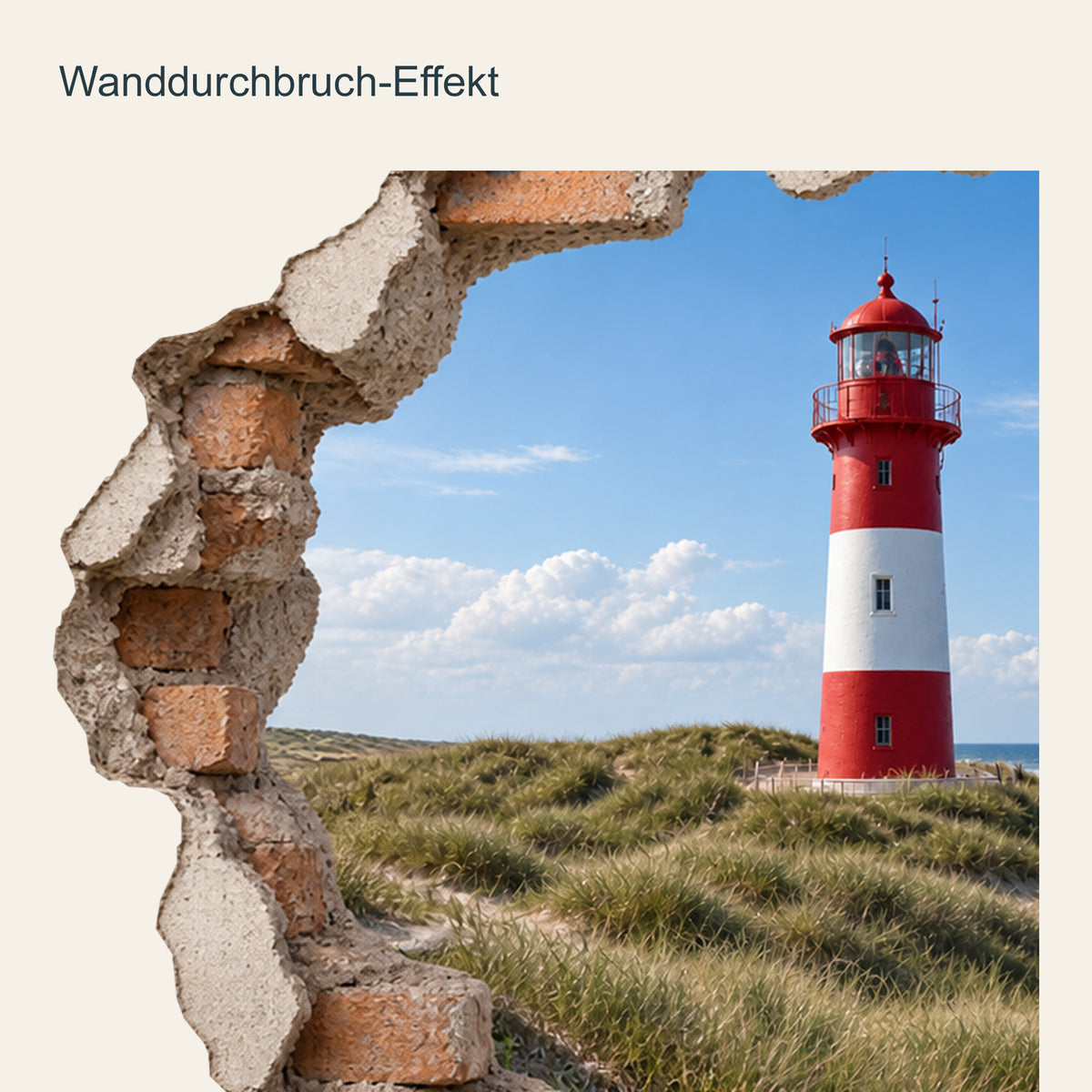 Wandtattoo Leuchtturm mit Wanddurchbruch-Effekt – Ansicht 4