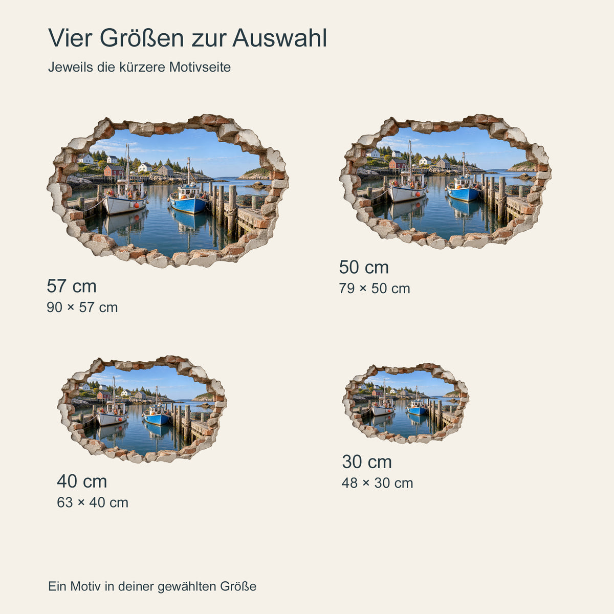 Wandtattoo Fischereihafen mit Wanddurchbruch-Effekt – Ansicht 5