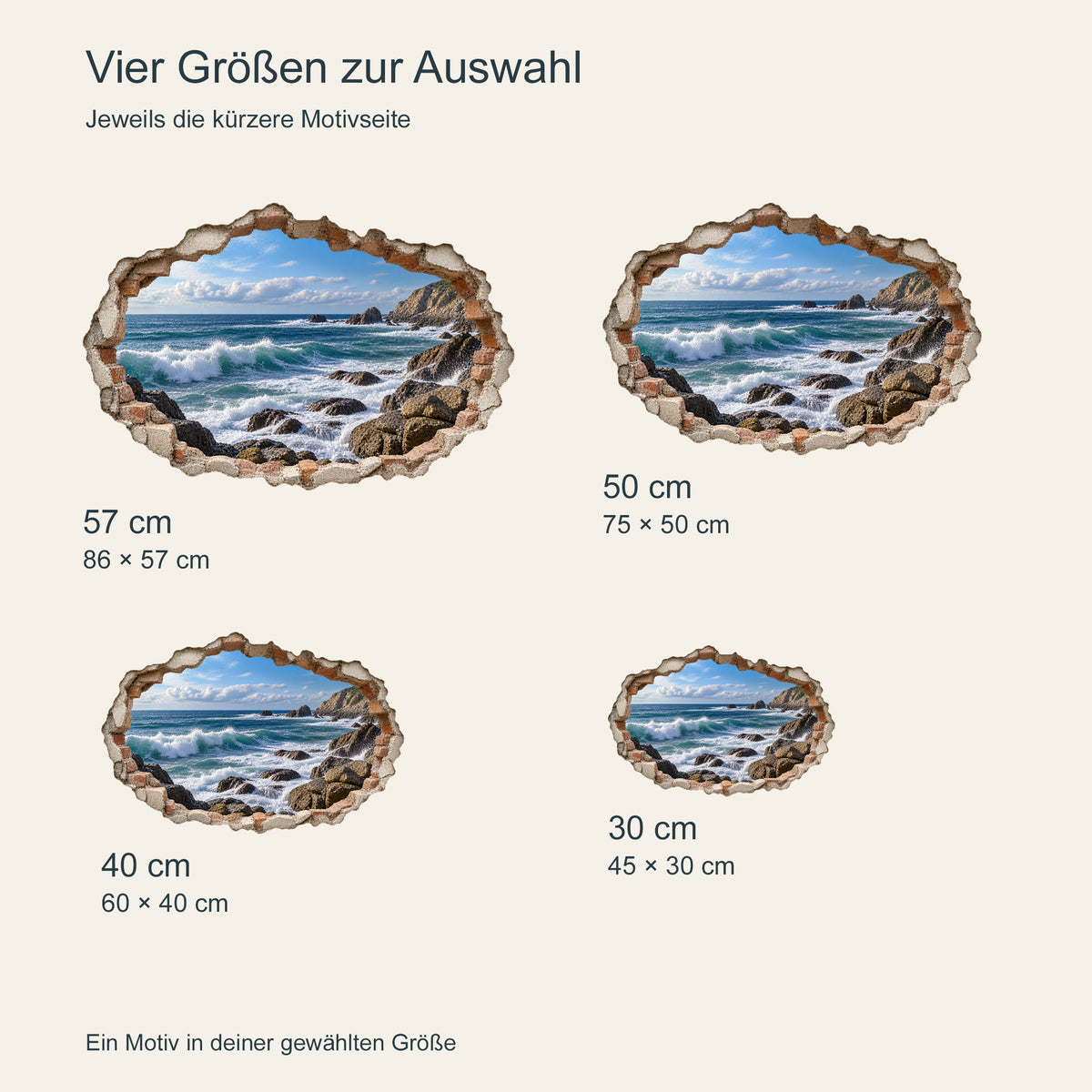 Wandtattoo Felsküste mit Wanddurchbruch-Effekt – Ansicht 5