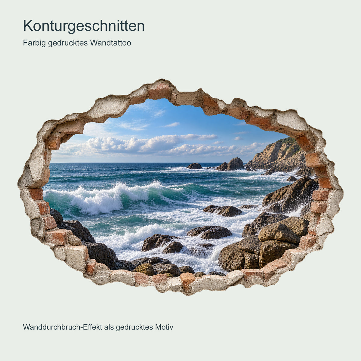 Wandtattoo Felsküste mit Wanddurchbruch-Effekt – Ansicht 6