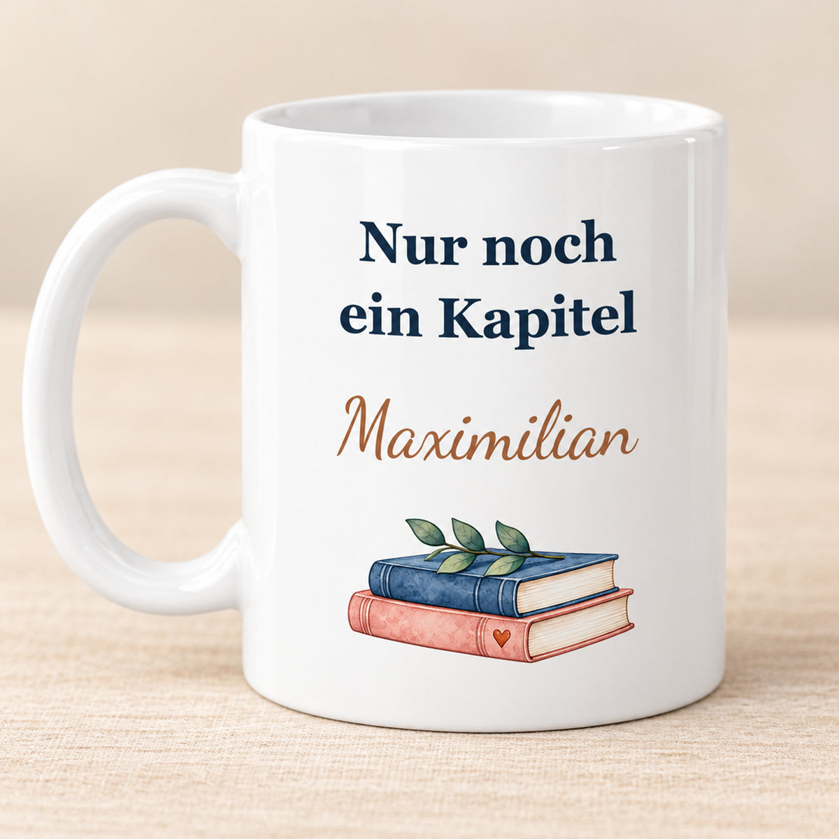 Lesetasse mit Name – Leseauszeit, Katze & Bücher, 330 ml – Bild 2