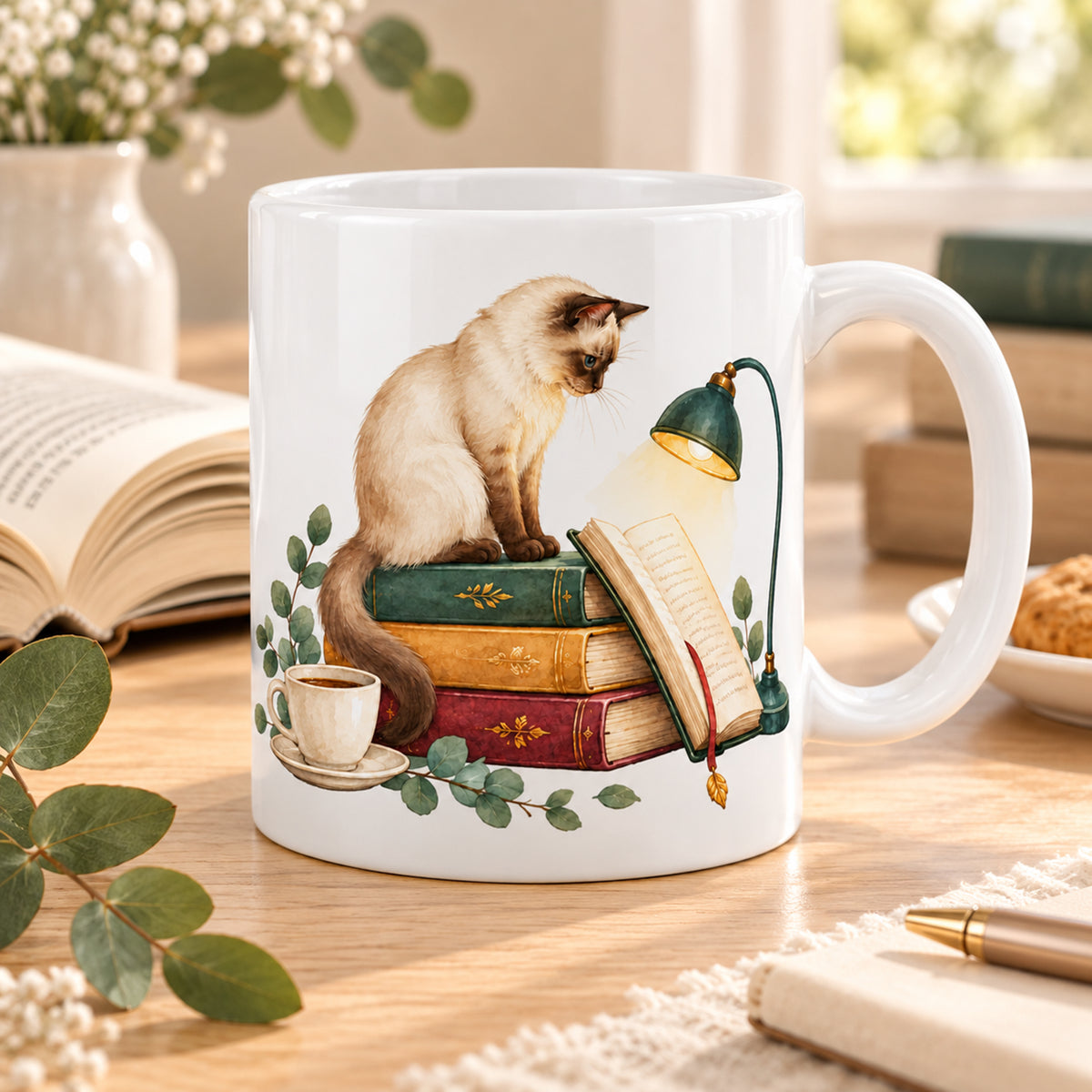 Lesetasse mit Name – Seite für Seite, Katze & Bücher, 330 ml – Bild 8