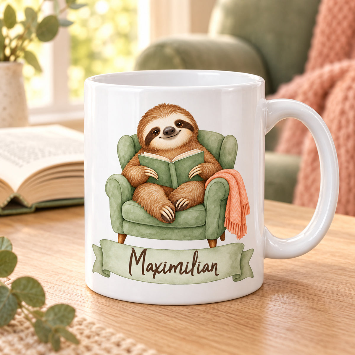 Faultier-Tasse Lesepause – Gemütliche Geschenkidee
