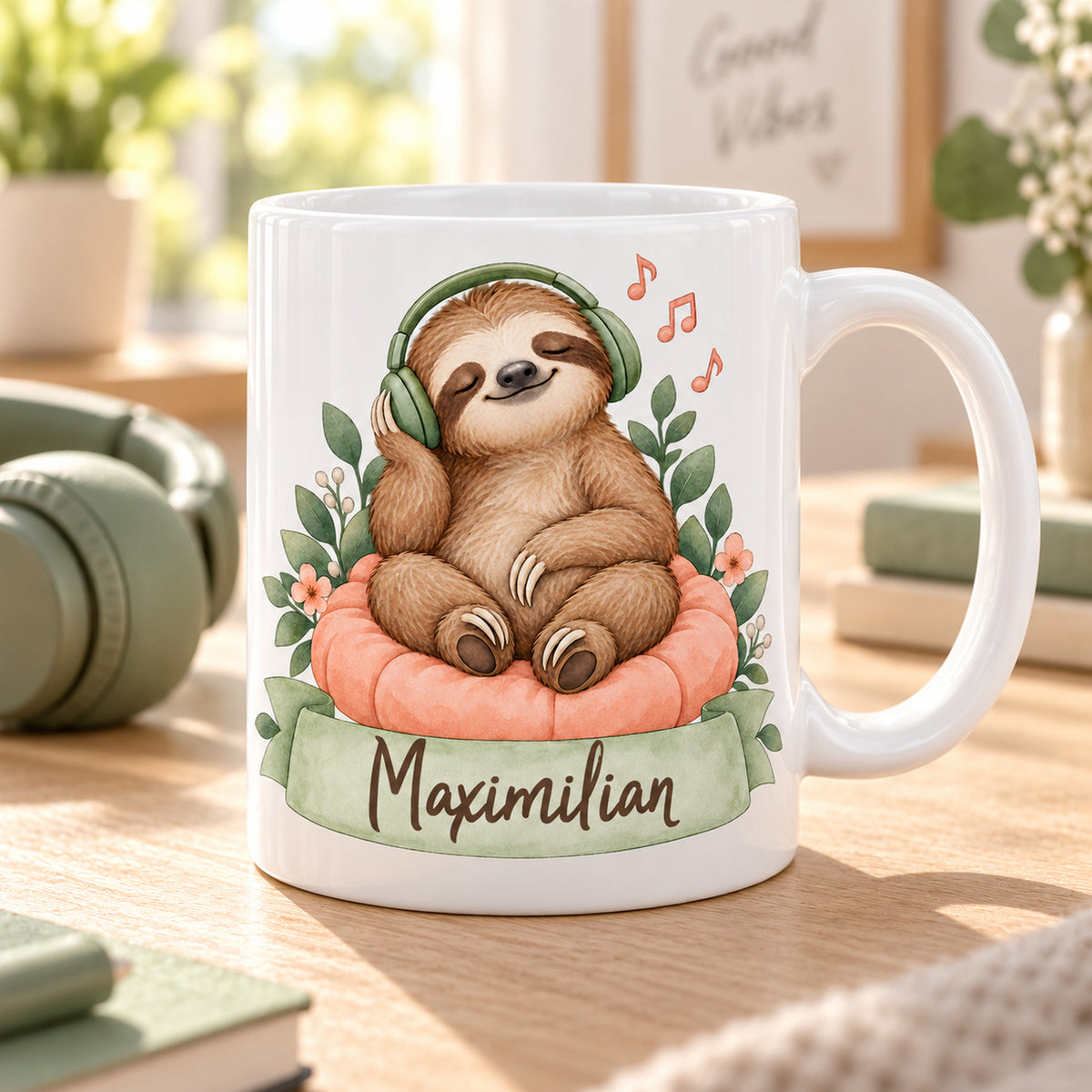 Faultier-Tasse Musik genießen – Gemütliche Geschenkidee