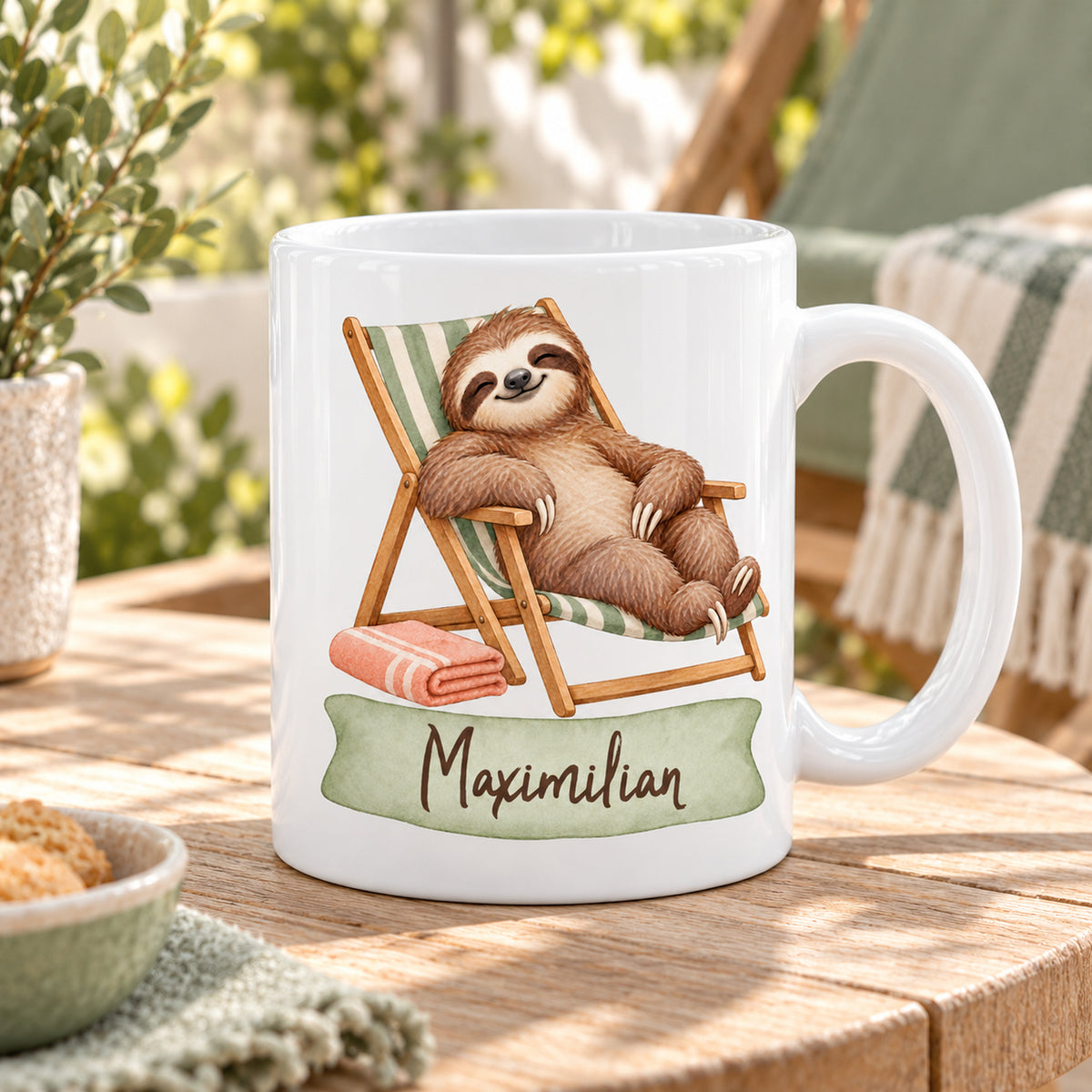 Faultier-Tasse Entspannt im Liegestuhl – Gemütliche Geschenkidee