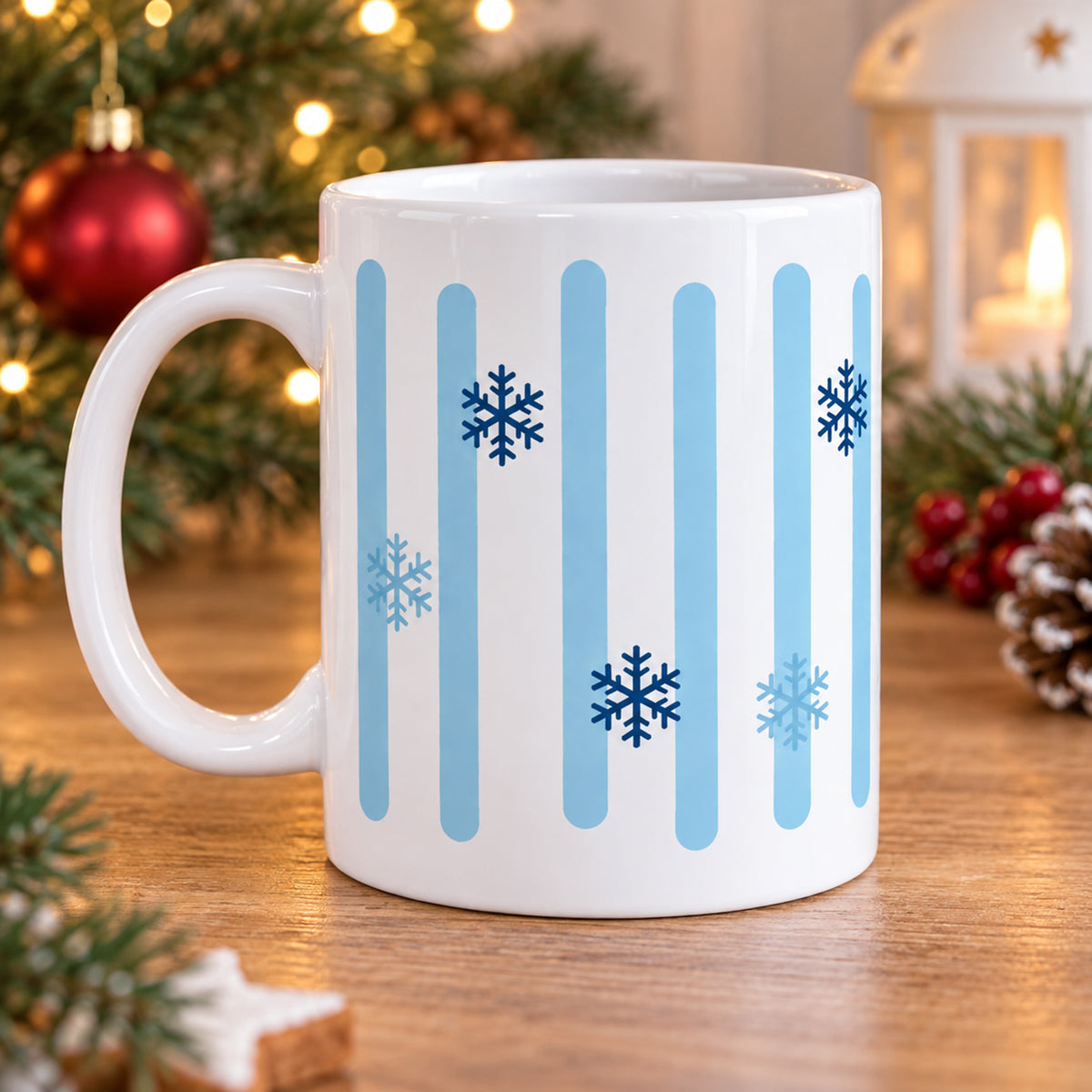 Weihnachtstasse Winterflocken – Rückseite ohne Namensschild