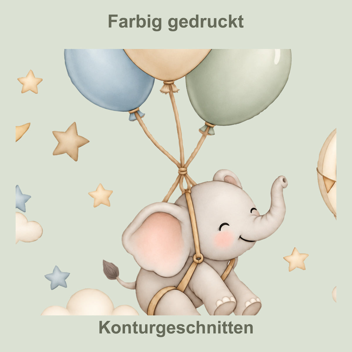 Wandtattoo Elefant mit Namen im Banner - Kontur