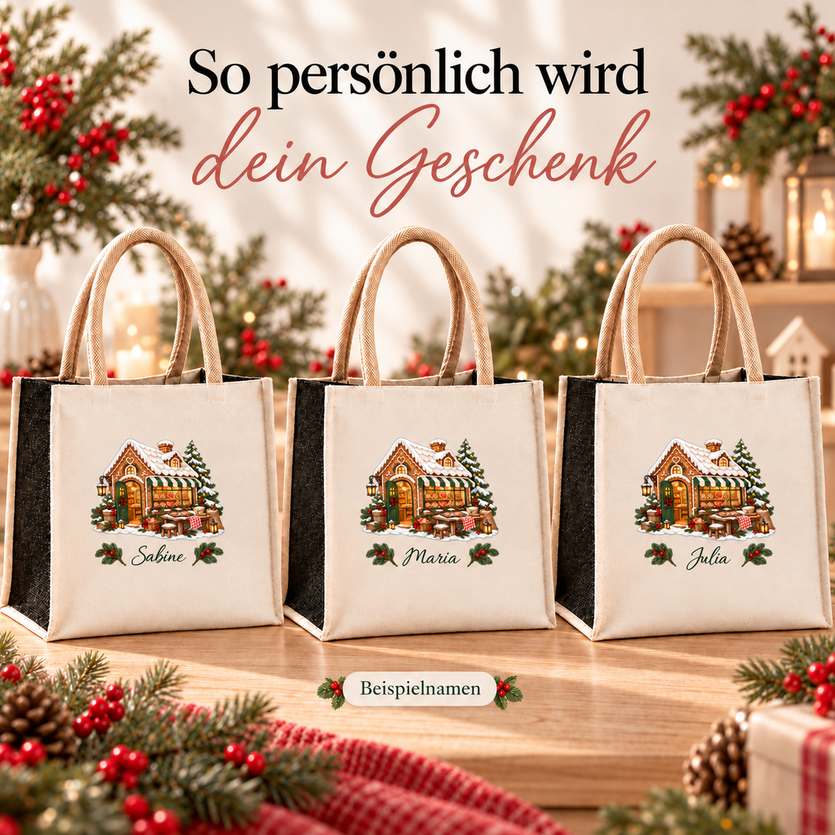 Weihnachtstasche mit Namen – Lebkuchenhaus Lebkuchenbäckerei – Produktansicht 6