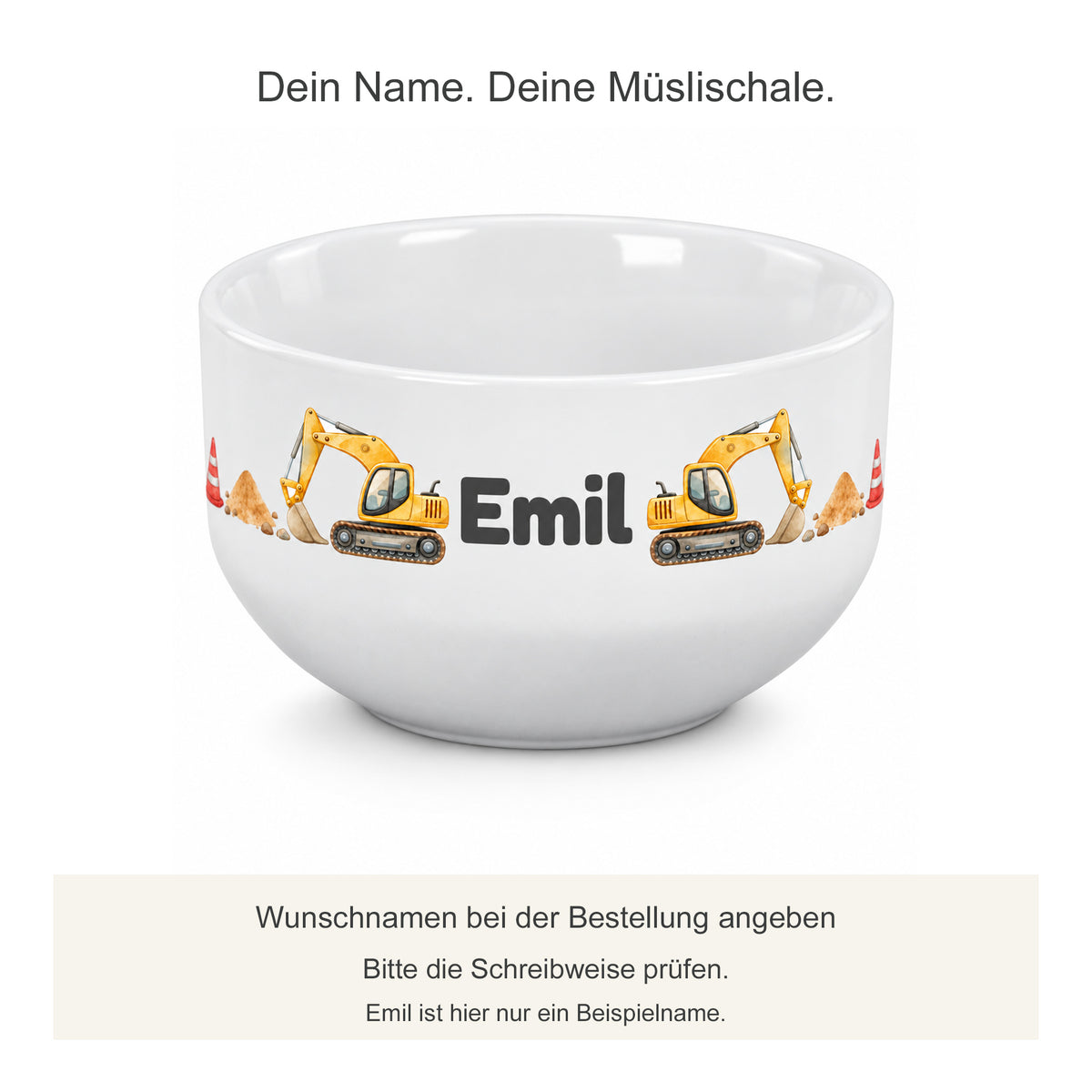 Personalisierung der Müslischale: Beispielname Emil