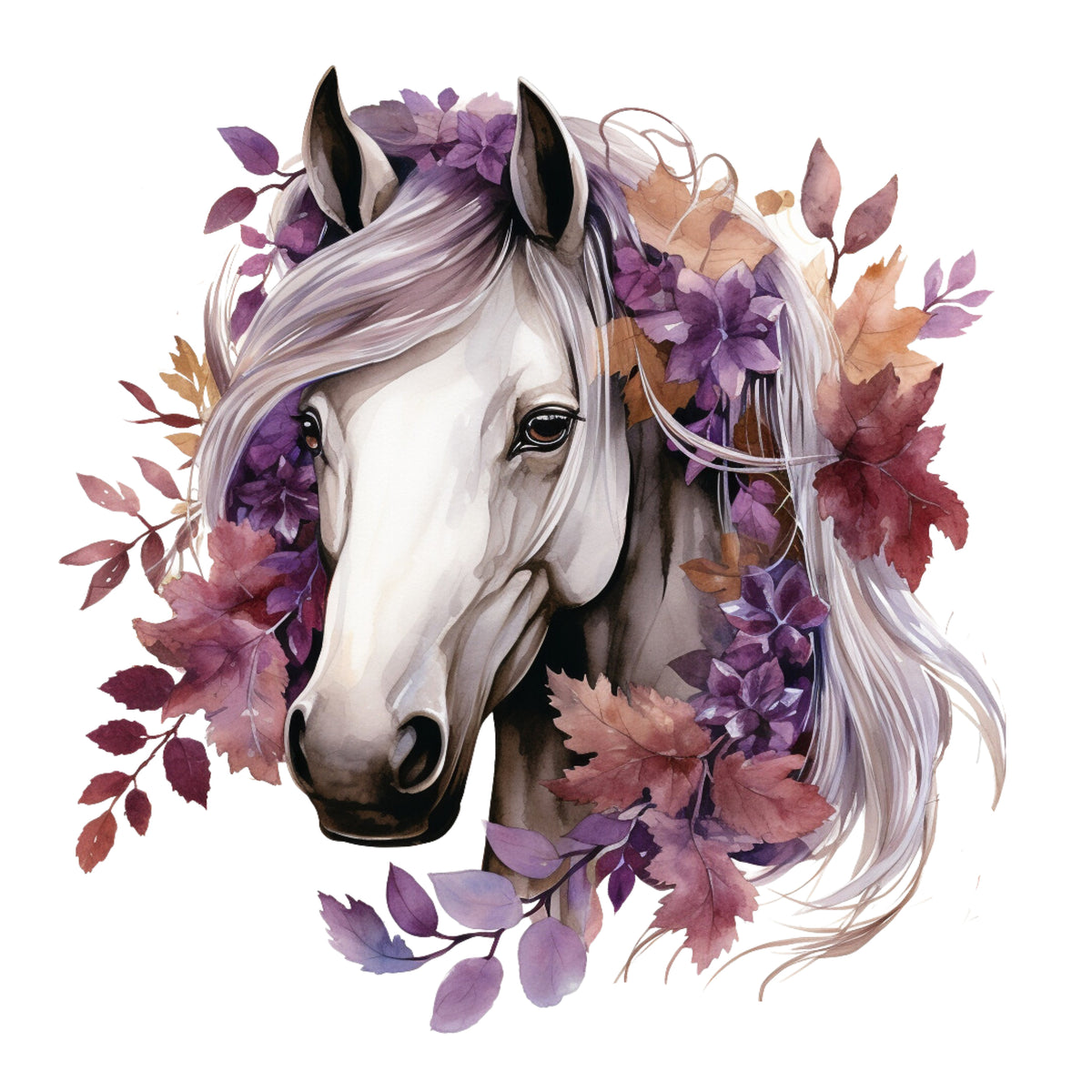 Wandtattoo Pferd mit floralen Akzenten