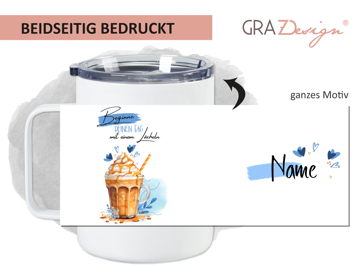 Becher mit Eiscreme-Motiv, beidseitig bedruckt, personalisierbar.