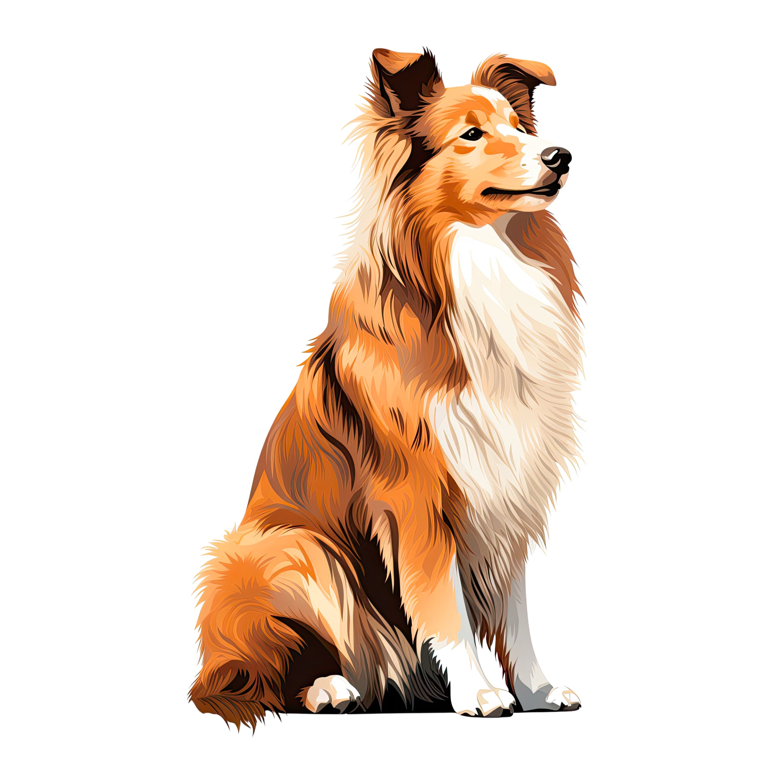 Shetland Sheepdog mit orange-braunem Fell, sitzend.