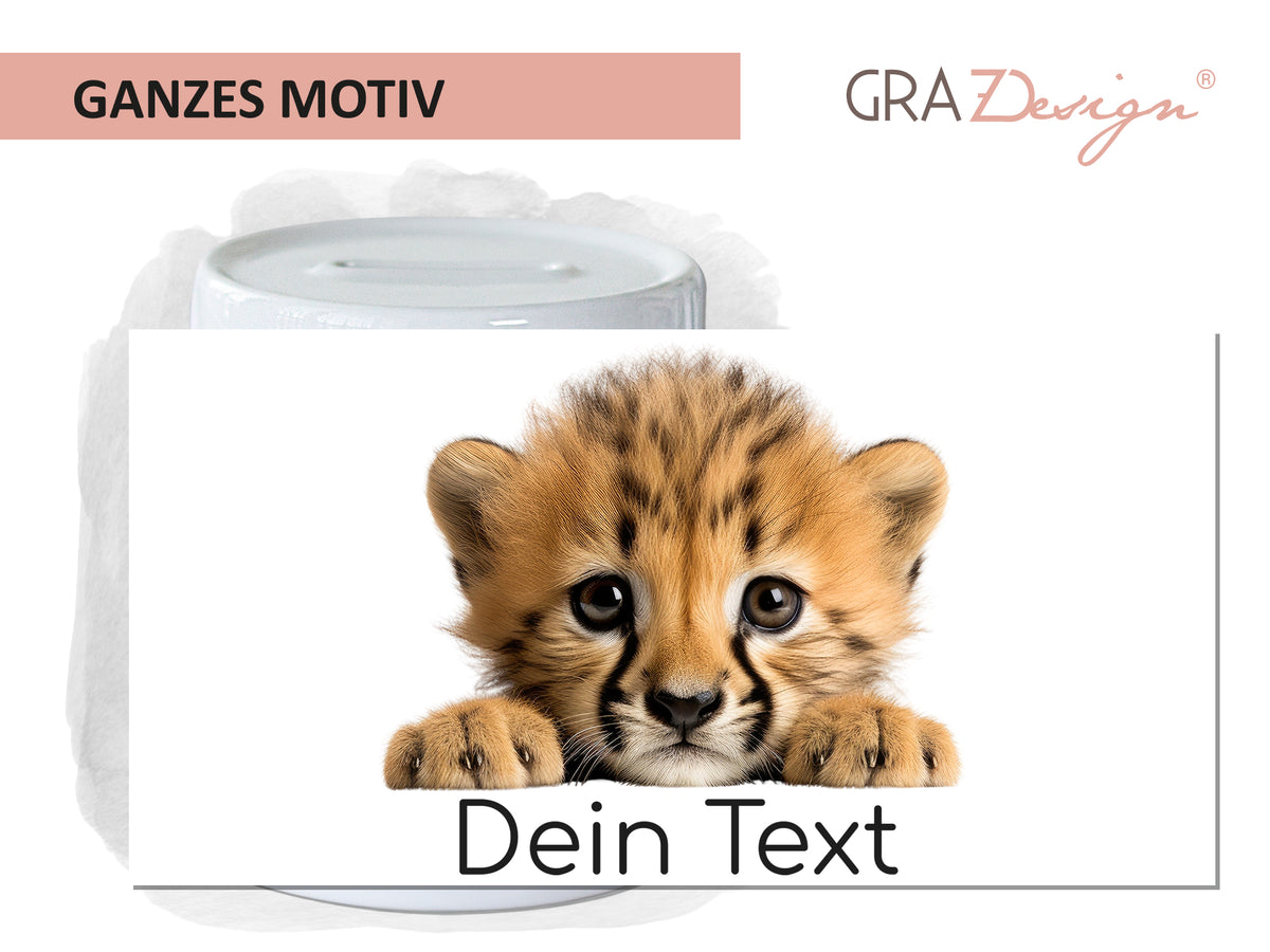 Süßes Löwenjunges mit personalisierbarem Text.