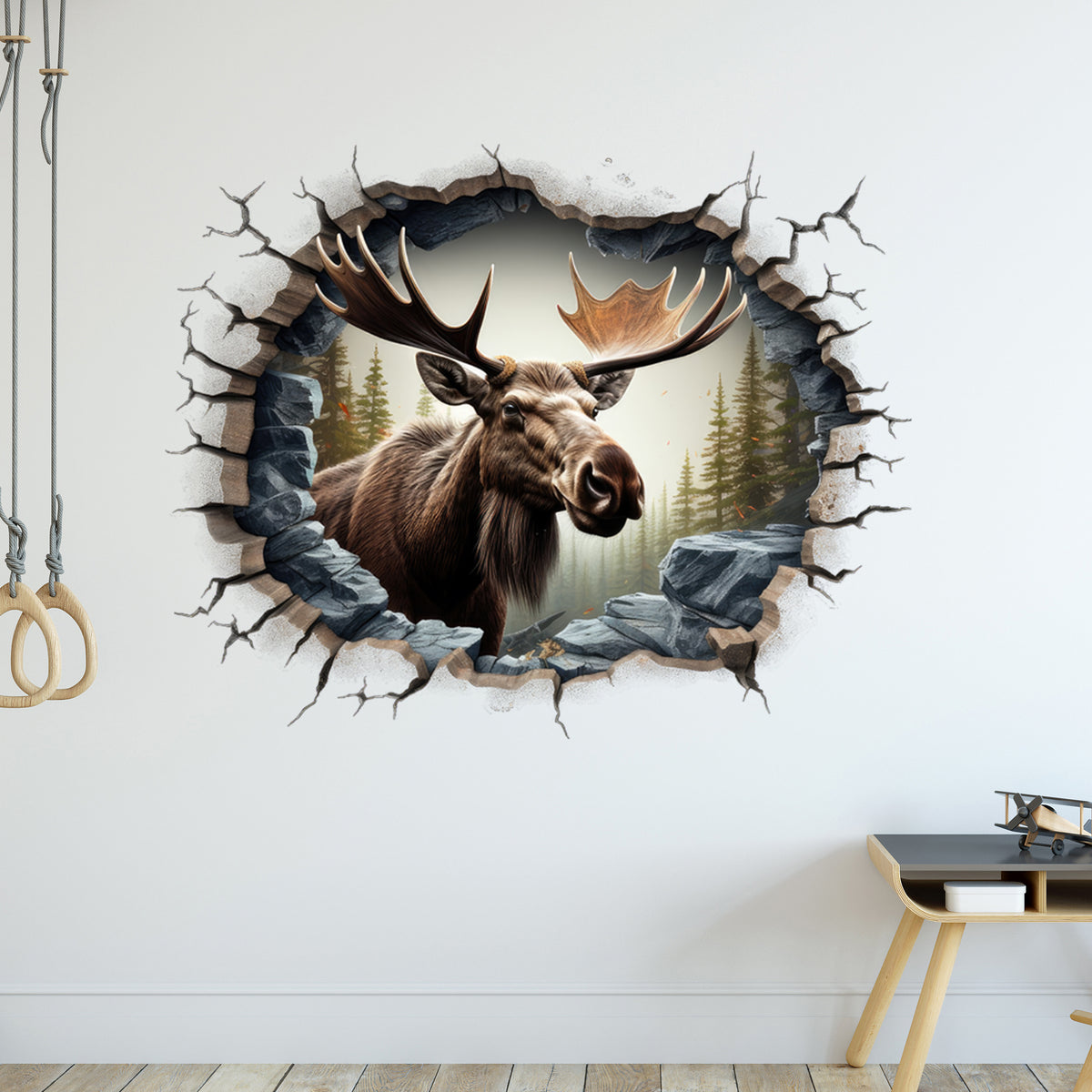 Wandtattoo Elch Wanddurchbruch
