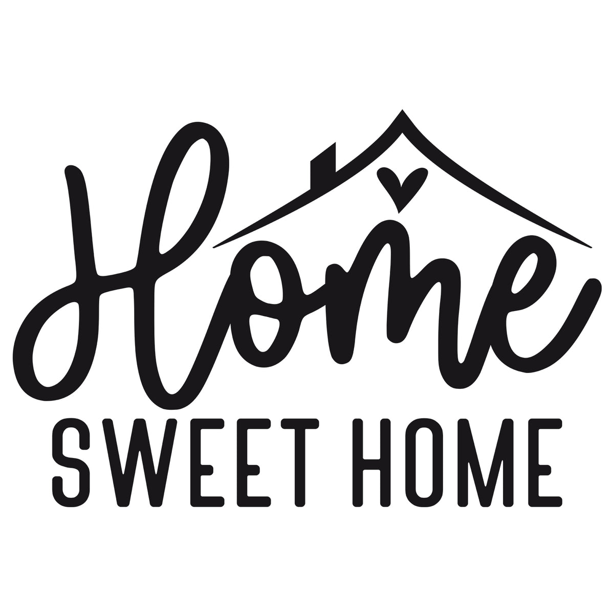Schwarzes Wandtattoo Home Sweet Home als freigestelltes Motiv