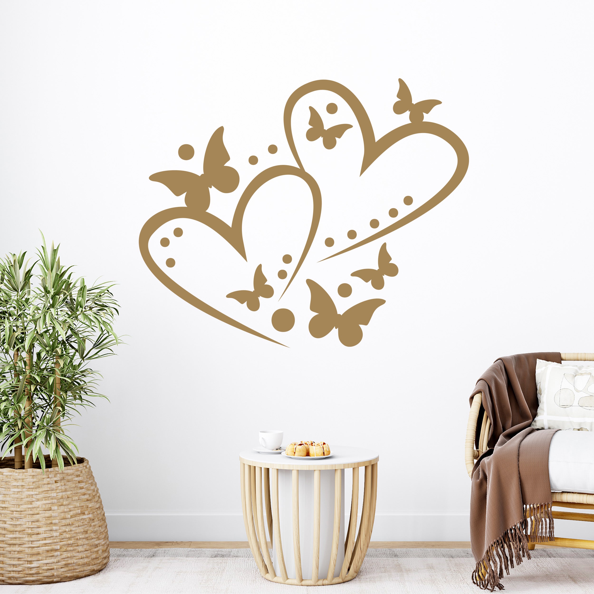 Wandtattoo Herzen mit Schmetterlingen