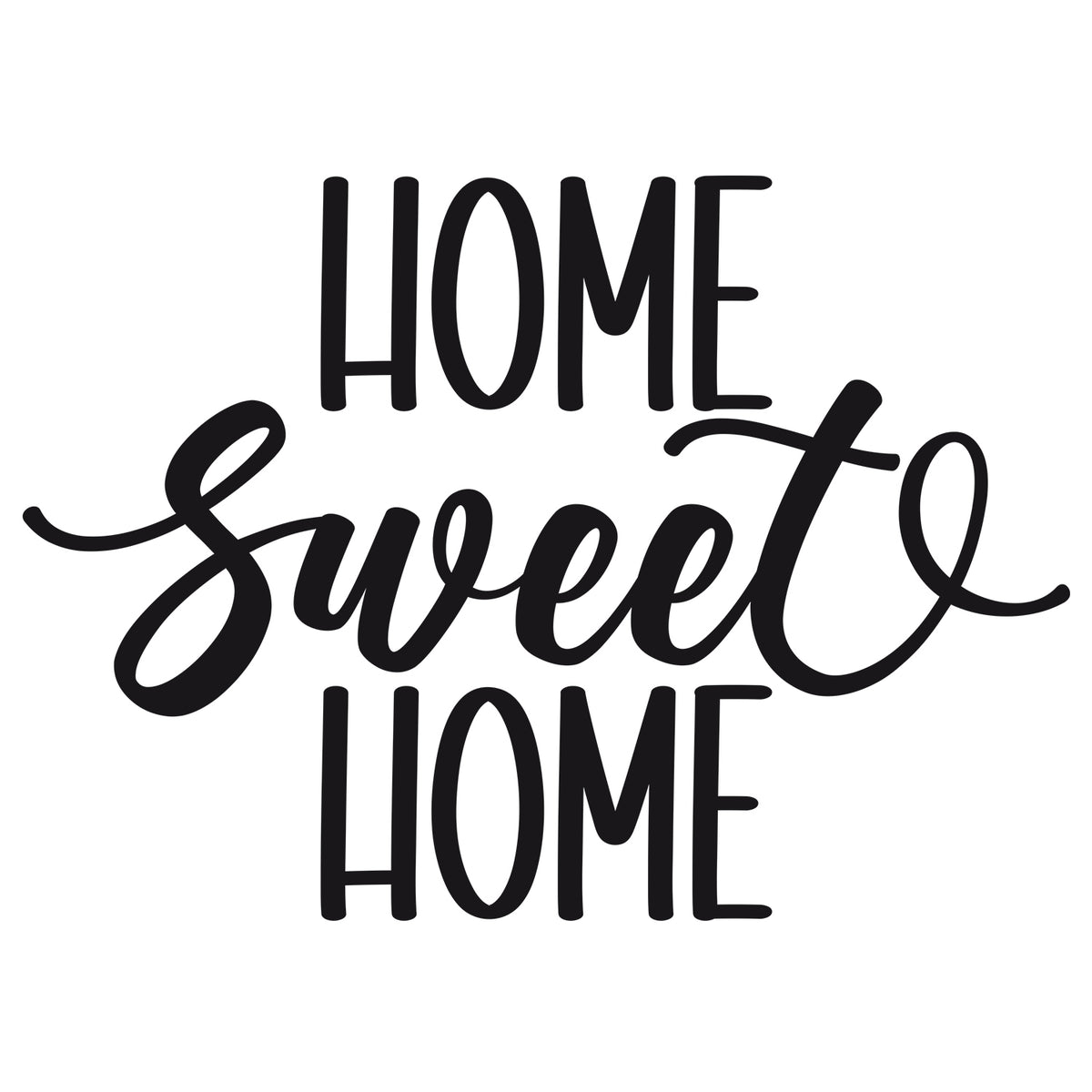 Schwarzes Wandtattoo Home Sweet Home in handschriftlicher Optik