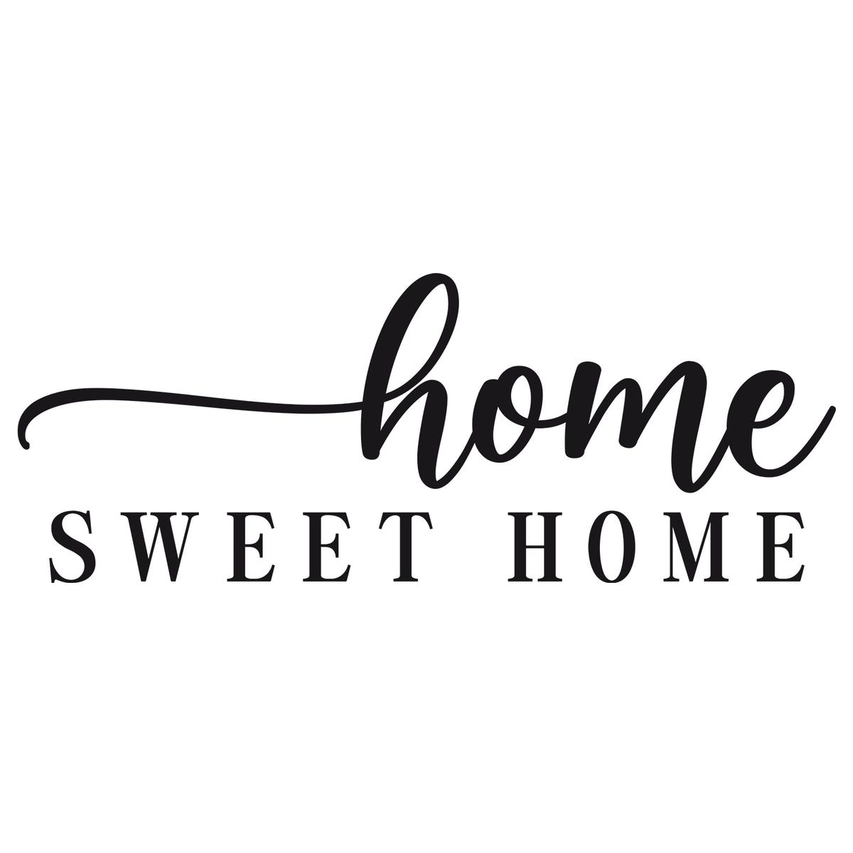 Schwarzes Wandtattoo Home Sweet Home mit Sternen und Haus