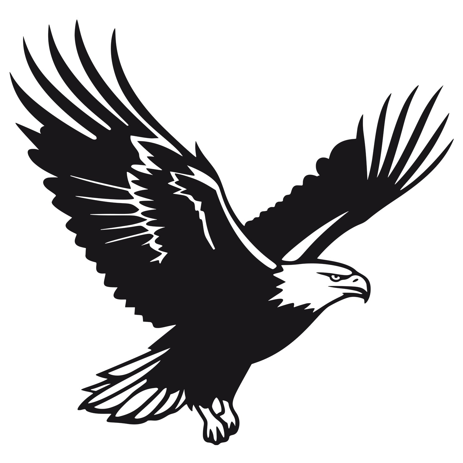 Schwarzes Wandtattoo mit fliegendem Adler als freigestelltes Motiv