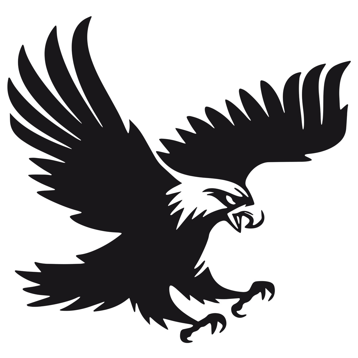 Schwarzes Wandtattoo mit fliegendem Adler als freigestelltes Motiv