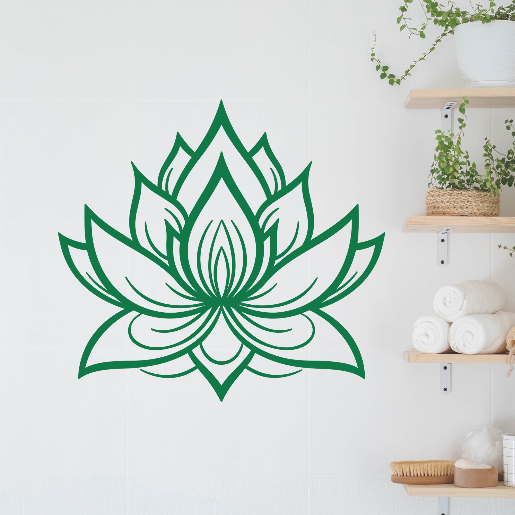 Wandtattoo mit brauner Lotusblüte im Wohnraum