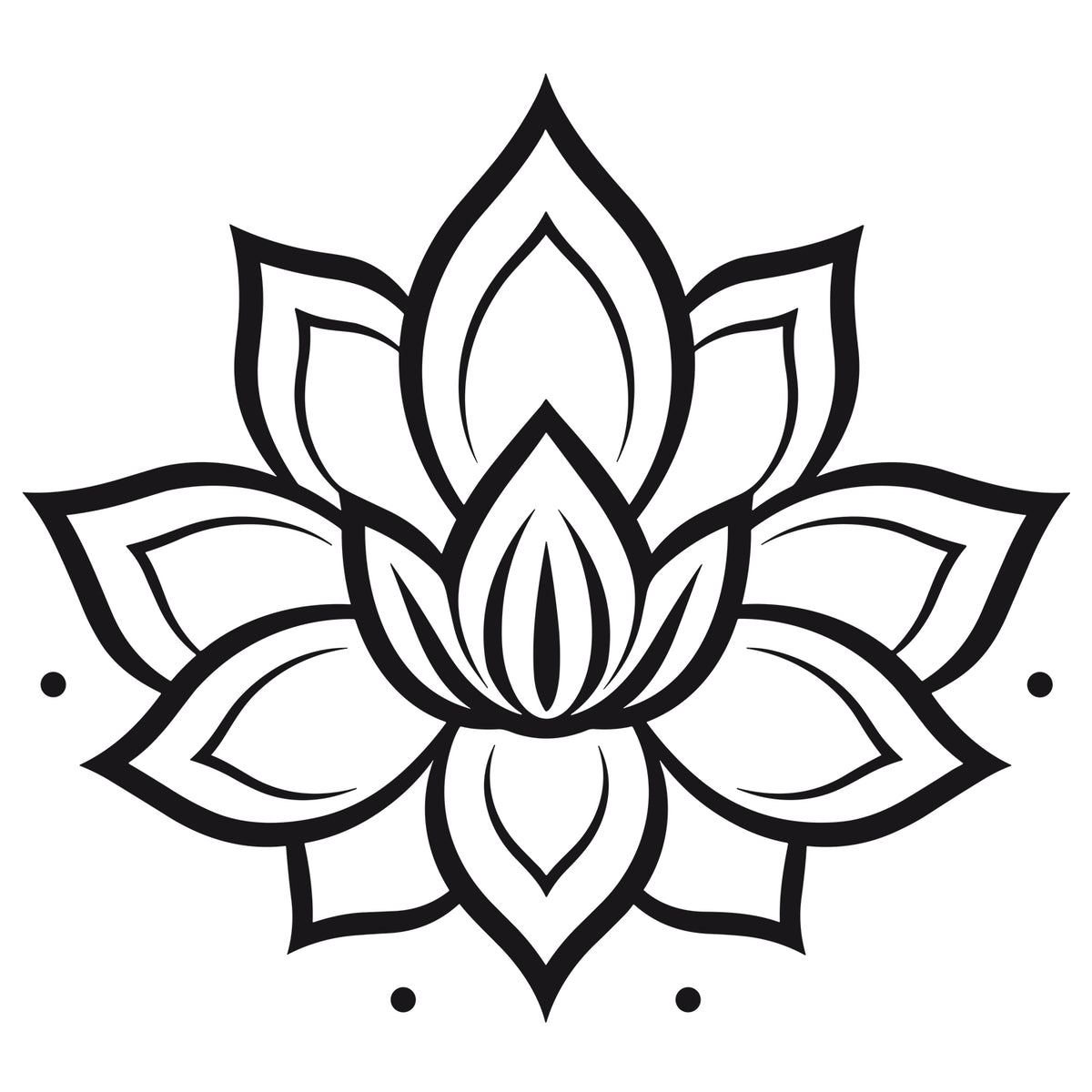 Schwarzes Wandtattoo mit Lotusblüte als freigestelltes Motiv